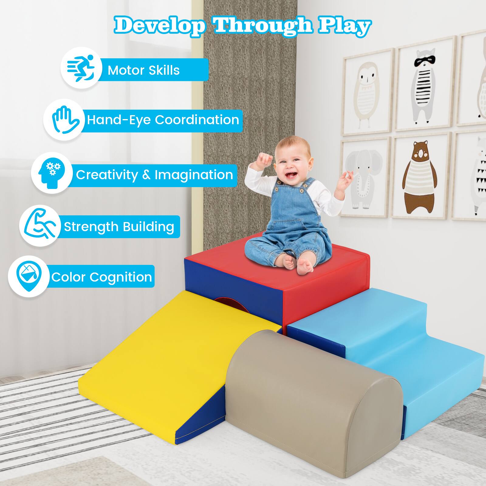 Develop Through Play

- Motor Skills
- Hand-Eye Coordination
- Creativity & Imagination
- Strength Building
- Color Cognition
