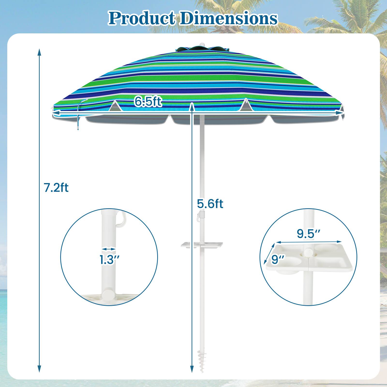 Product Dimensions: 6.5ft, 7.2ft, 5.6ft, 9.5", 1.3", 9"