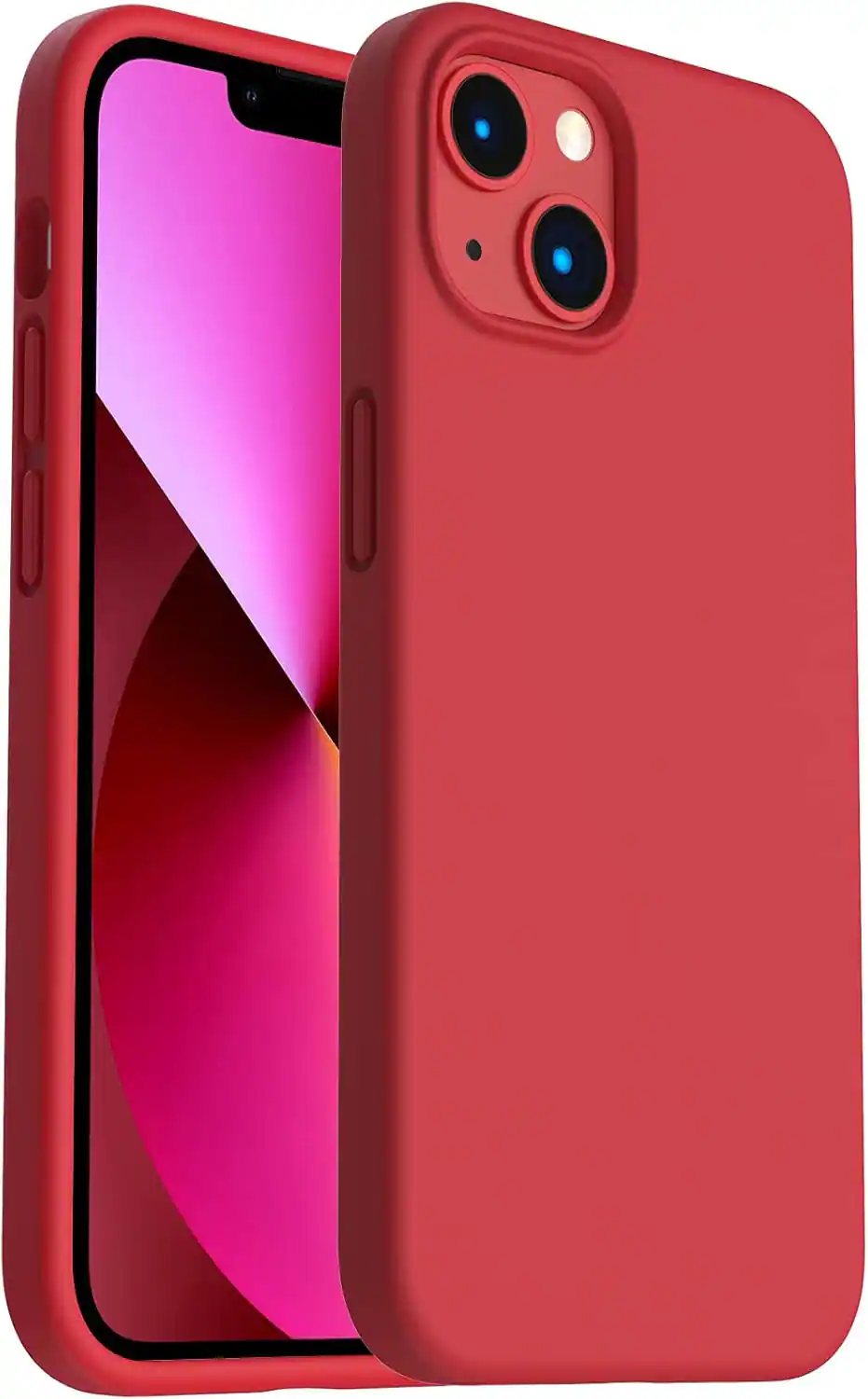 Front. Ornarto - ORNARTO Shockproof Liquid Silicone Designed for iPhone 13 Case Anti-Shock Cover Drop Protection 6.1inch-Red - Red.