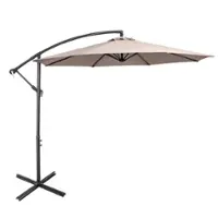 Costway - 10 FT Patio Offset Umbrella w/8 Ribs Cross Base Tilt - Brown - Front_Zoom