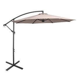 Costway - 10 FT Patio Offset Umbrella w/8 Ribs Cross Base Tilt - Brown