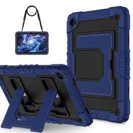 Dteck - Heavy Duty Rugged Case for Samsung Galaxy Tab A11+ / A9+ 11 Inch with Multi-Angle Kickstand and Shoulder Strap - Navy Blue+Black