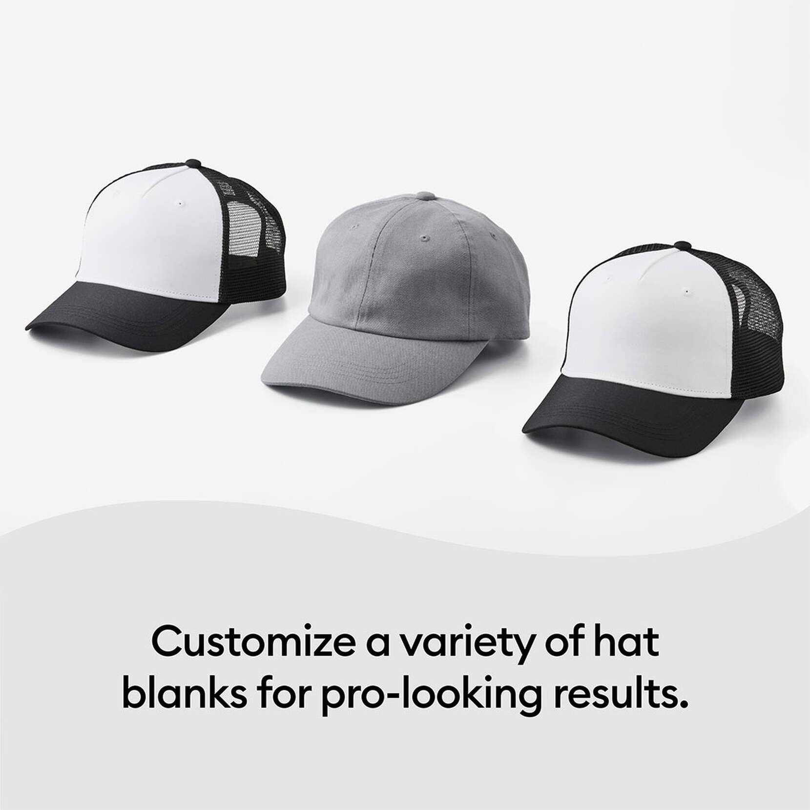 Customize a variety of hat blanks for pro-looking results.