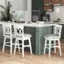 Alt View 5. Costway - 3 PCS 30" Bar Stool Wooden Chair with Contoured Backrest Swivel Padded Seat for Kitchen - White/Gray.
