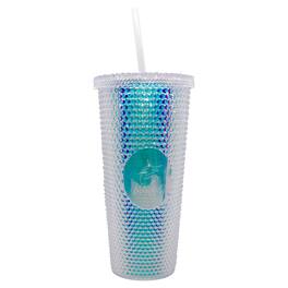 Logo Brands - Miami Marlins 24oz. Iridescent Studded Travel Tumbler with Straw - Multicolor