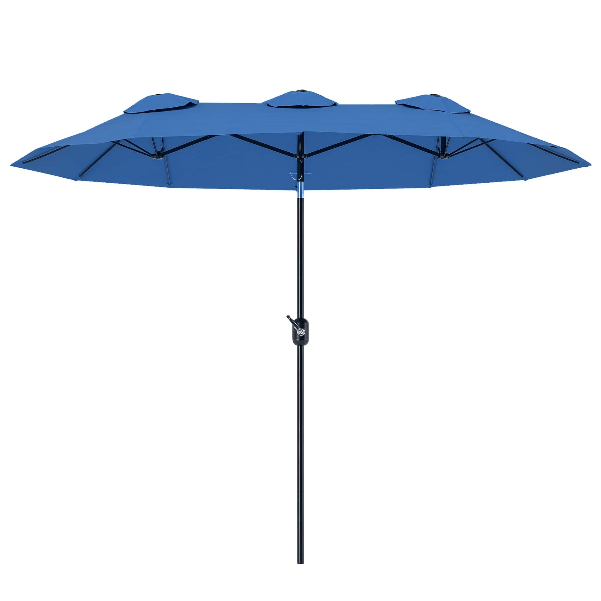 Outsunny - Patio Umbrella, 9.5' Outdoor Umbrella with Push Button Tilt and Crank, 3 Air Vents and 12 Ribs - Navy Blue