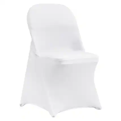 Front. VEVOR - Stretch Spandex Folding Chair Covers, Universal Fitted Chair Cover, Removable Washable Protective Slipcovers, for Party - White.