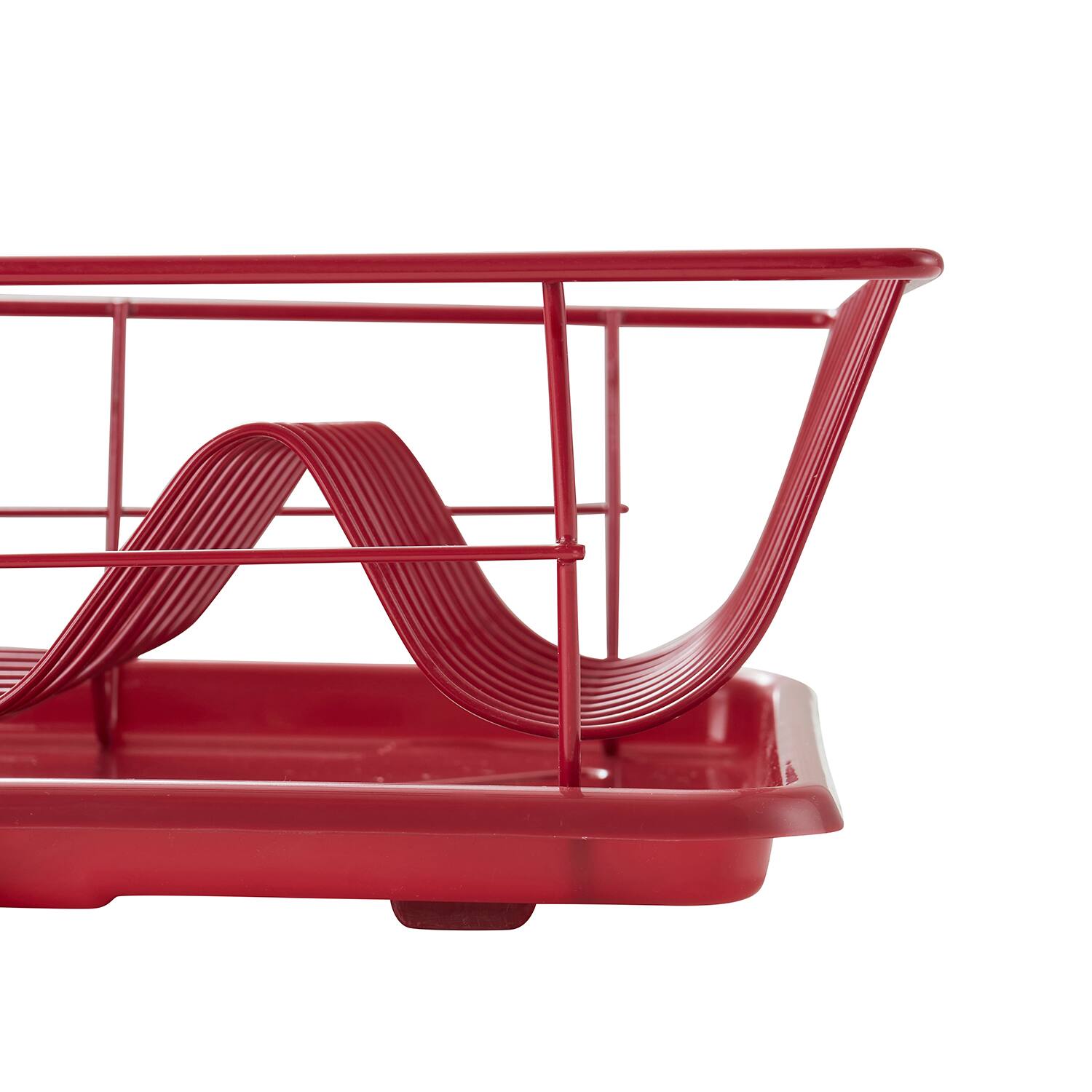Alt View 1. Sweet Home Collection - Steel 3-Piece Large Countertop Dish Drainer with Drain Board & Utensil Holder - Burgundy.