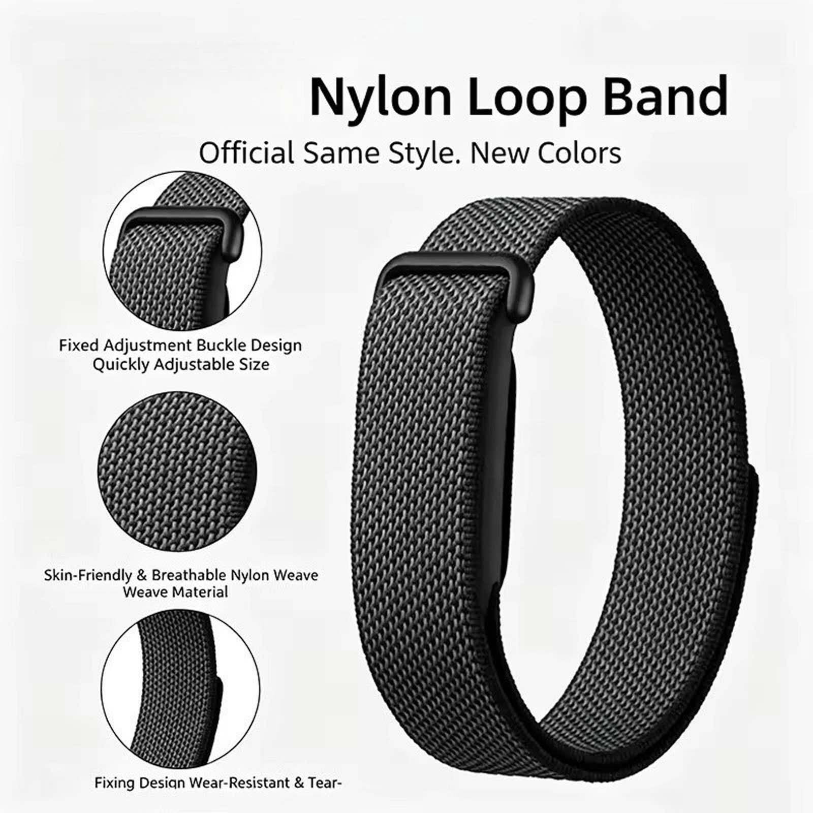 Nylon Loop Band  
Official Same Style. New Colors  

Fixed Adjustment Buckle Design  
Quickly Adjustable Size  

Skin-Friendly & Breathable Nylon Weave Weave Material  

Fixing Design Wear-Resistant & Tear-
