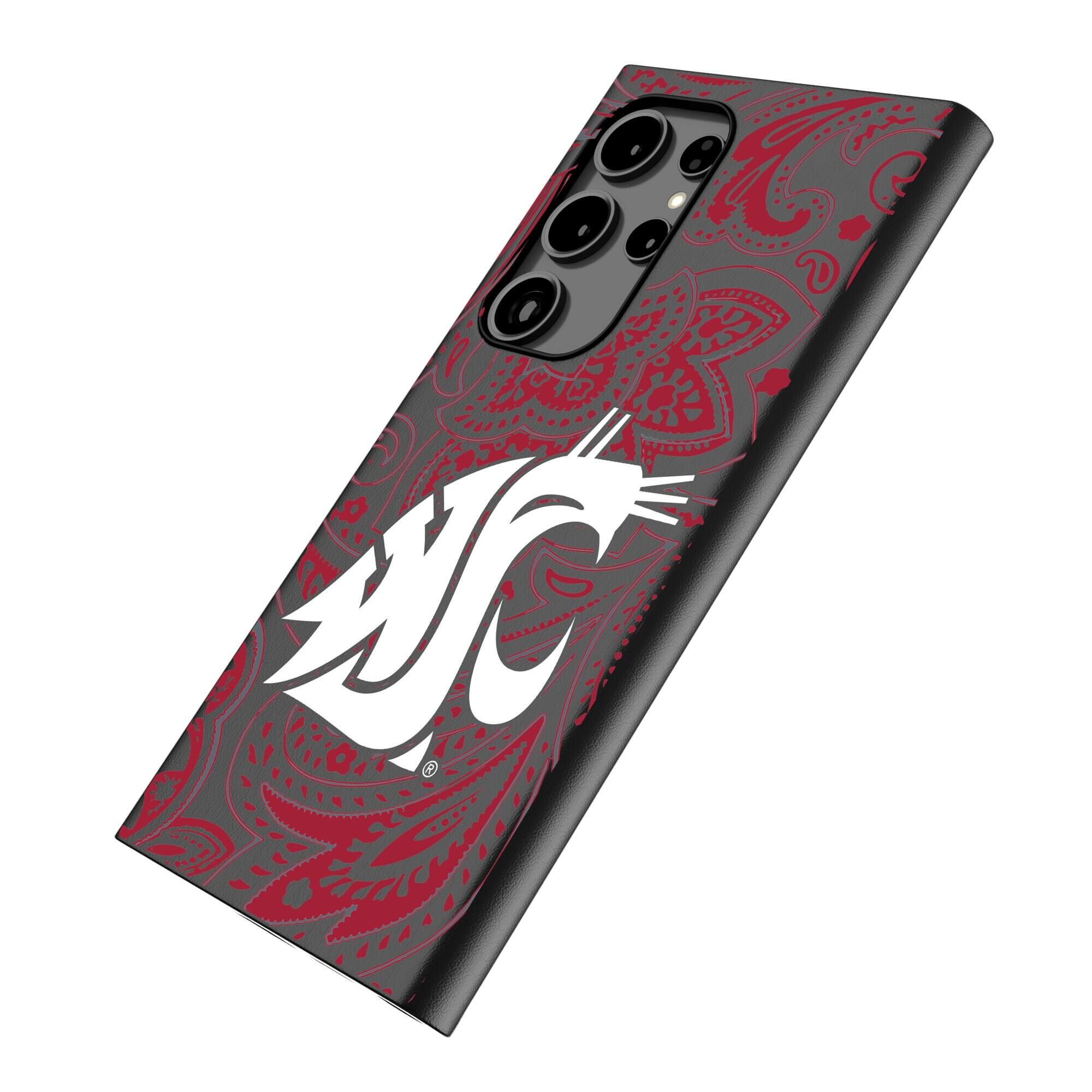 Alt View 1. Keyscaper - Washington State Cougars Paisley Galaxy Magnetic Bump Case - S24 - Black.