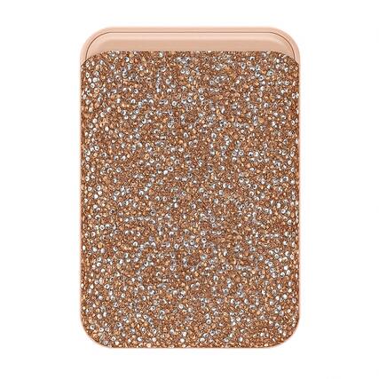 Front. Entronix - Entronix Rhinestone Magnetic Wallet Attachment for MagSafe & Magnetic Phone Cases – Glitter Card Holder Accessory - Rose Gold.