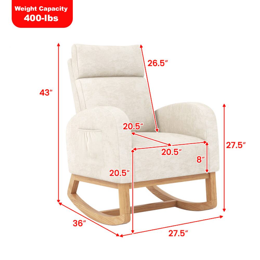 Weight Capacity: 400-lbs

Dimensions:
- Height: 43"
- Width: 36"
- Depth: 27.5"
- Seat Height: 20.5"
- Seat Depth: 20.5"
- Arm Height: 26.5"
- Arm Width: 27.5"
- Back Height: 43"
- Back Width: 20.5"