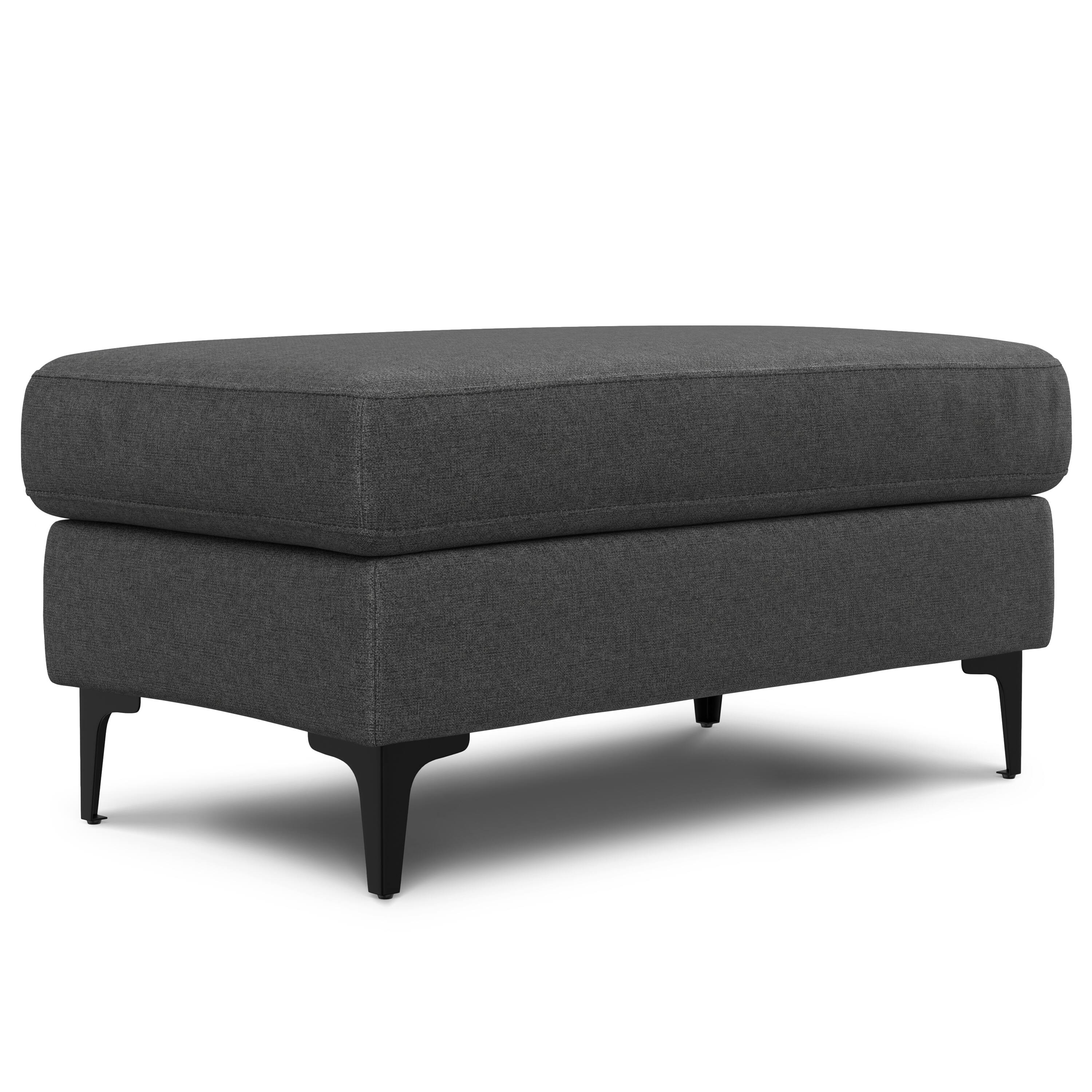 Front. Simpli Home - Ava Ottoman in Tightly Woven Performance Fabric - Pebble Grey.