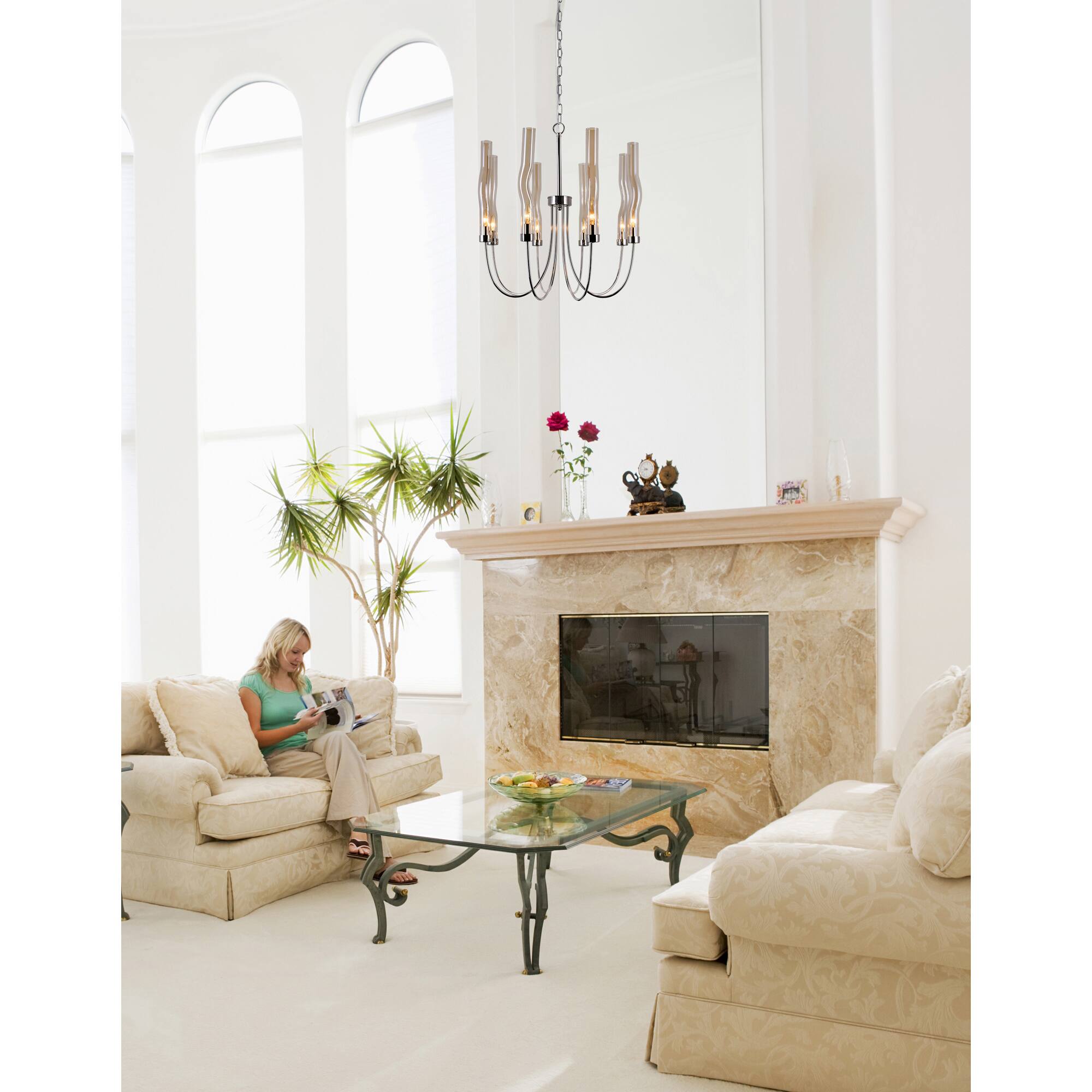 Alt View 4. CWI Lighting - Meduse 8 Light Chandelier With Polished Nickel Finish - Polished Nickel.