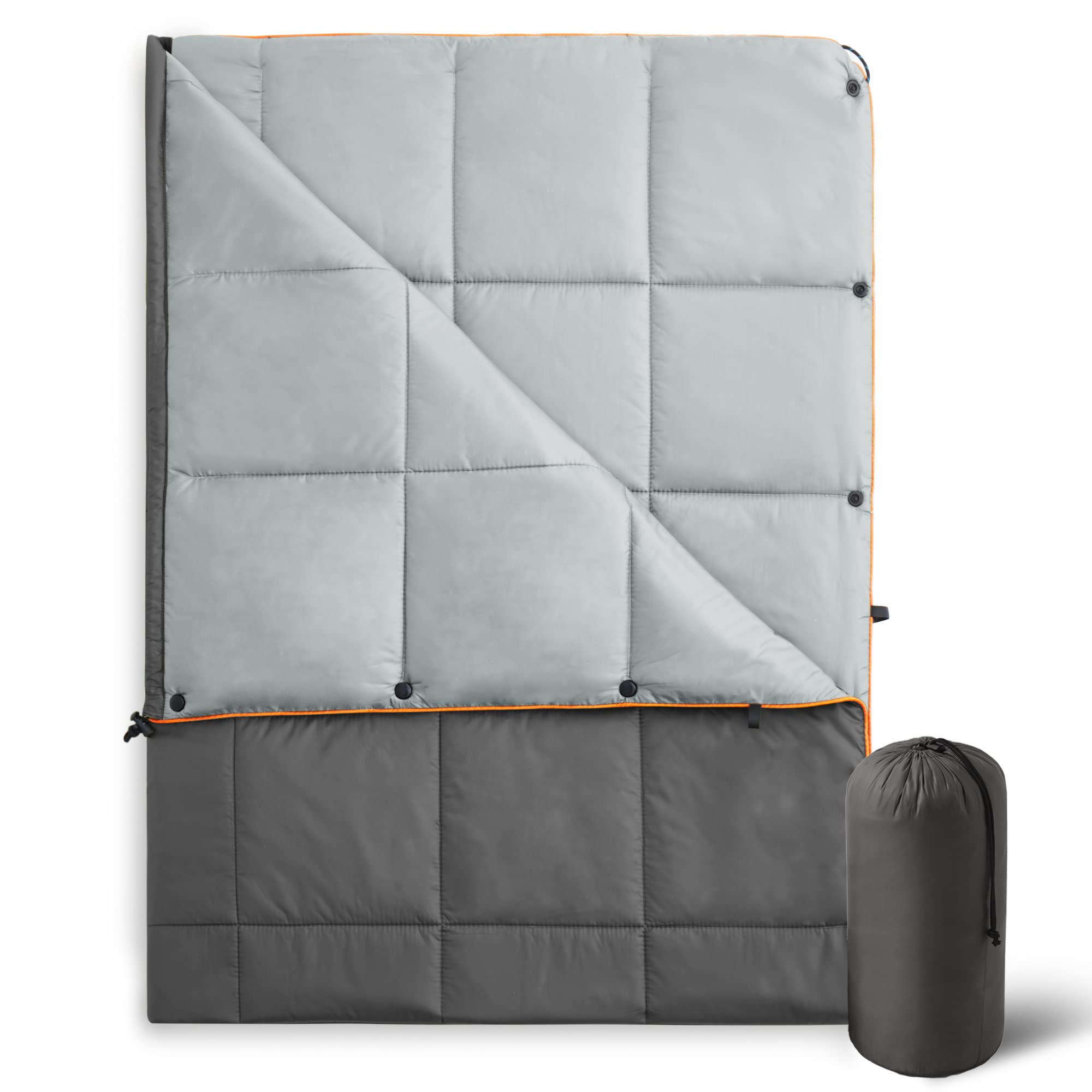 Alt View 8. Dapper Styles - Outdoor Packable Camping Blanket Lightweight Travel For Hiking Dual sides Waterproof Puffy Down Alternative - 04 Orange-52*75.