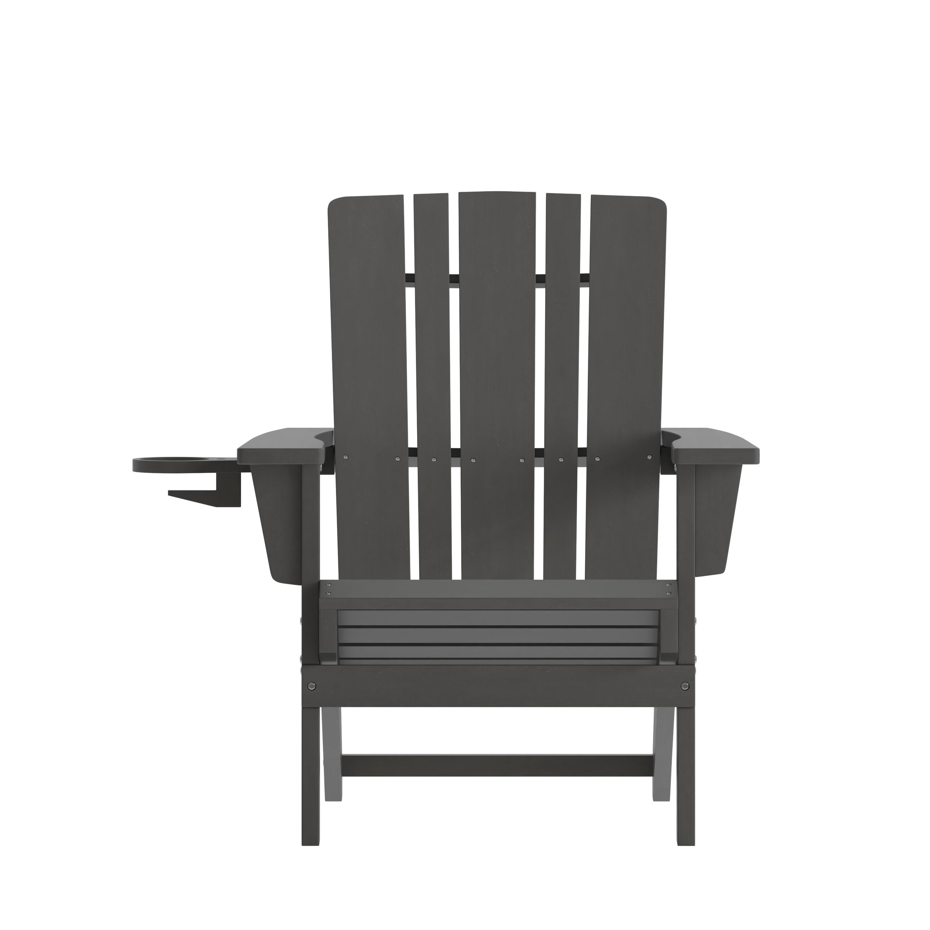 Alt View 9. Emma + Oliver - Haley Adirondack Chair with Cup Holder, Weather Resistant HDPE Adirondack Chair - Gray.