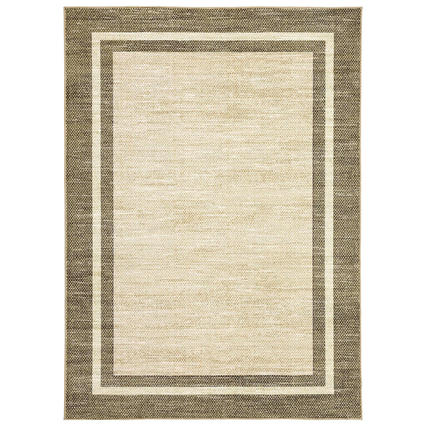 GARVEE - Modern Geometric Frame Rug Machine Washable Non Slip Foldable Minimalist Rug for Living Room Bedroom Laundry - Pea Green