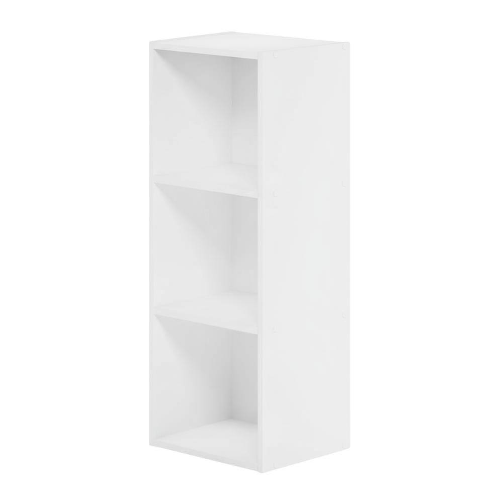 Front. FurniFact - White 3-Tier No Tool Assembly Bookcase with Open Shelves for Easy Storage - White.