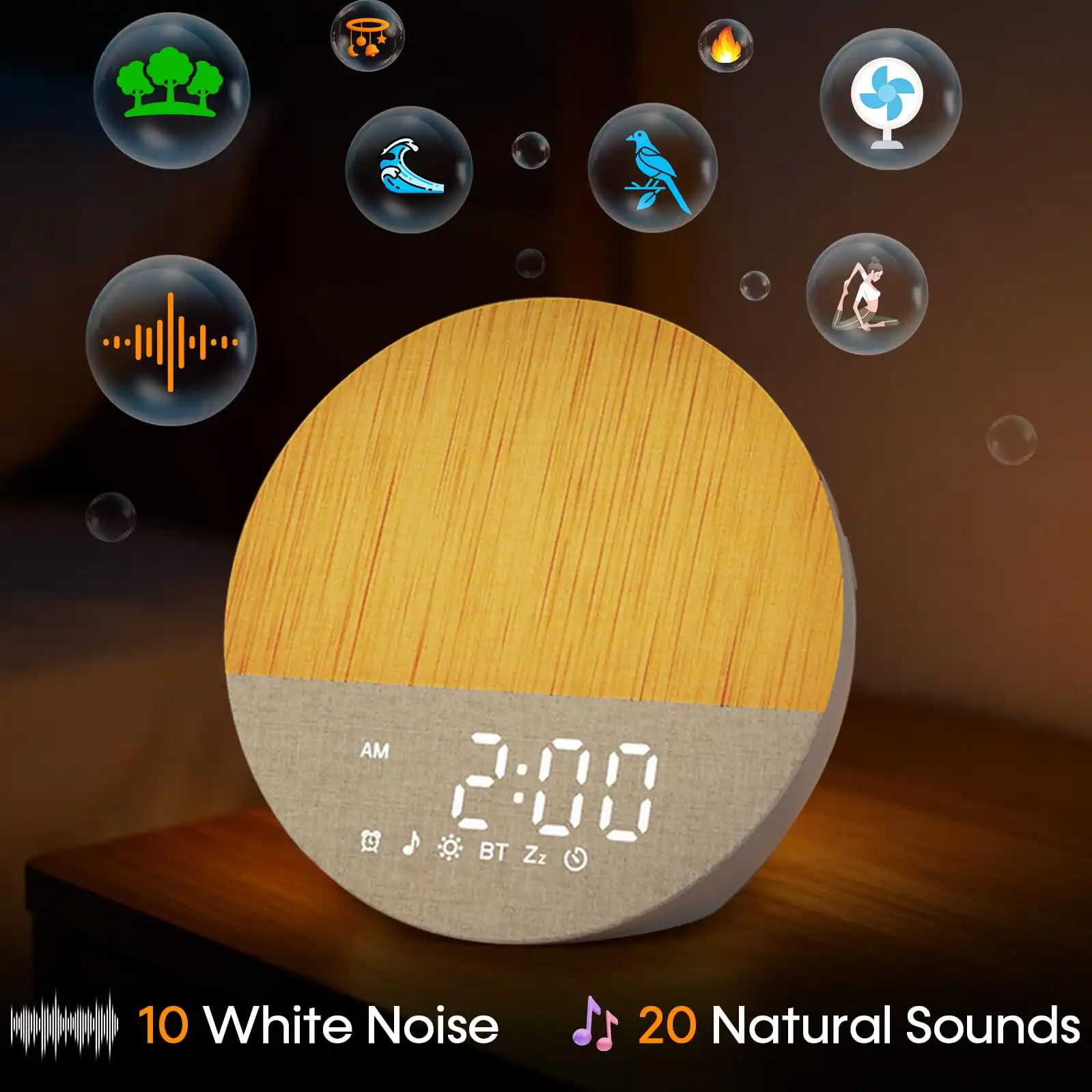AM 2:00  
BT Zz  
10 White Noise  
20 Natural Sounds
