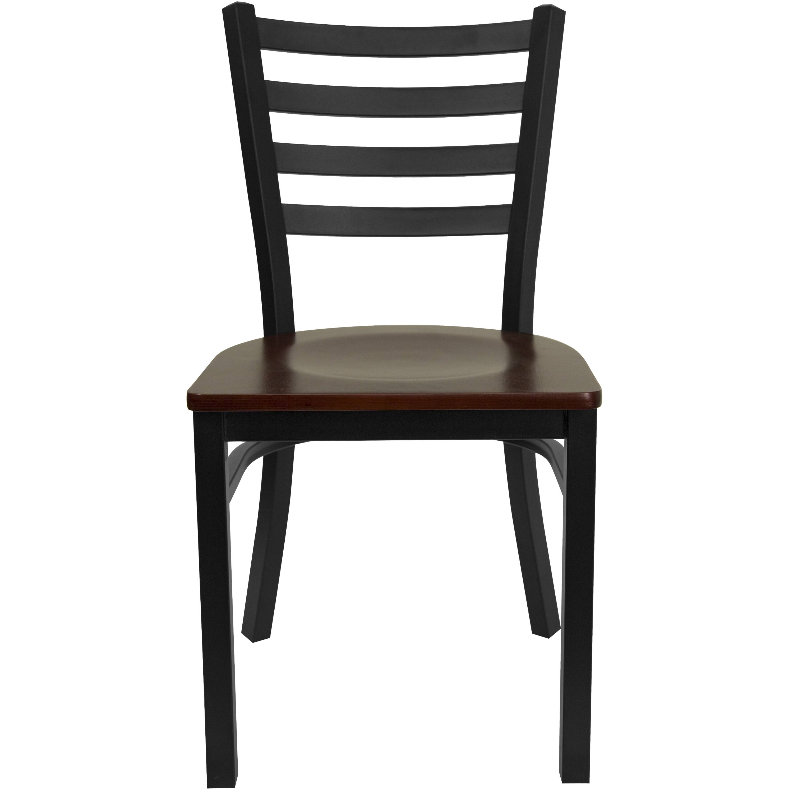 Alt View 7. Emma + Oliver - Ladder Back Metal Restaurant Dining Chair - Mahogany Wood Seat/Black Metal Frame.