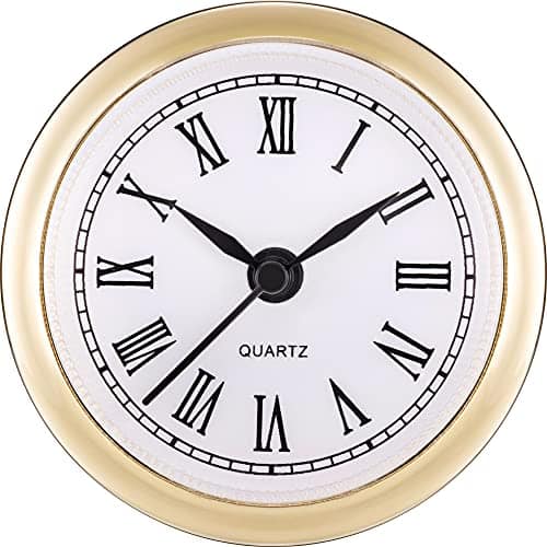 Vulpecula Spade - 2. 4 Inch (61 Mm) Mini Quartz Clock Insert Round Clocks Head Insert Roman Number Replacement Movement White Face ( - Gold