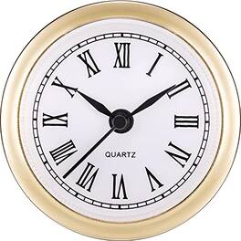 DORLUKFU - 2. 4 Inch (61 Mm) Mini Quartz Clock Insert Round Clocks Head Insert Roman Number Replacement Movement White Face ( - Gold
