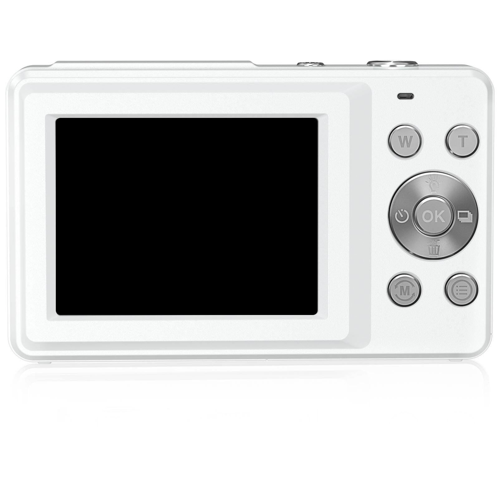 Back. CAMKORY - Compact Point-and-Shoot Digital Camera with 32GB Memory Card – Lightweight & Pocket-Sized - Pearl White.
