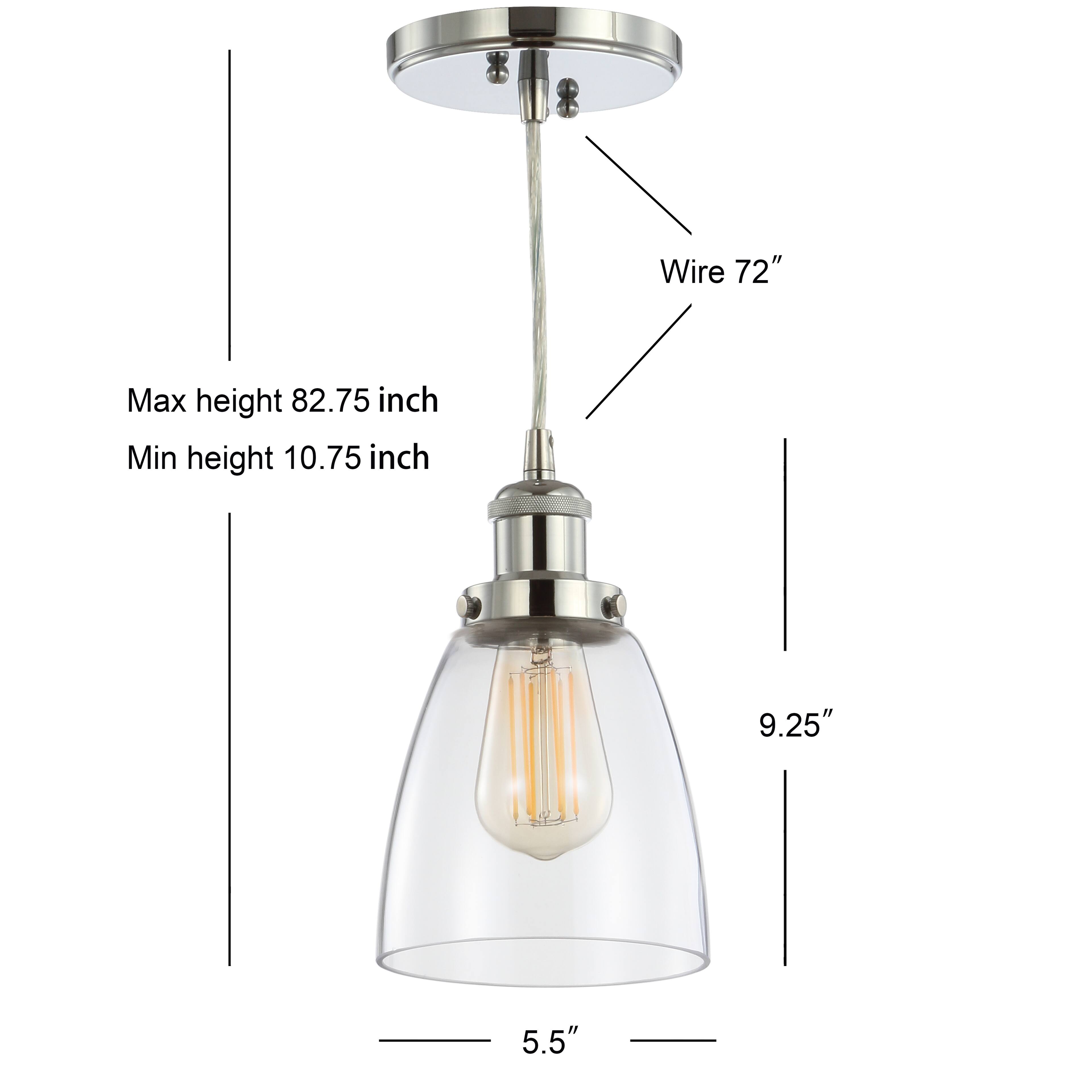 Wire 72"  
Max height 82.75 inch  
Min height 10.75 inch  
9.25"  
5.5"