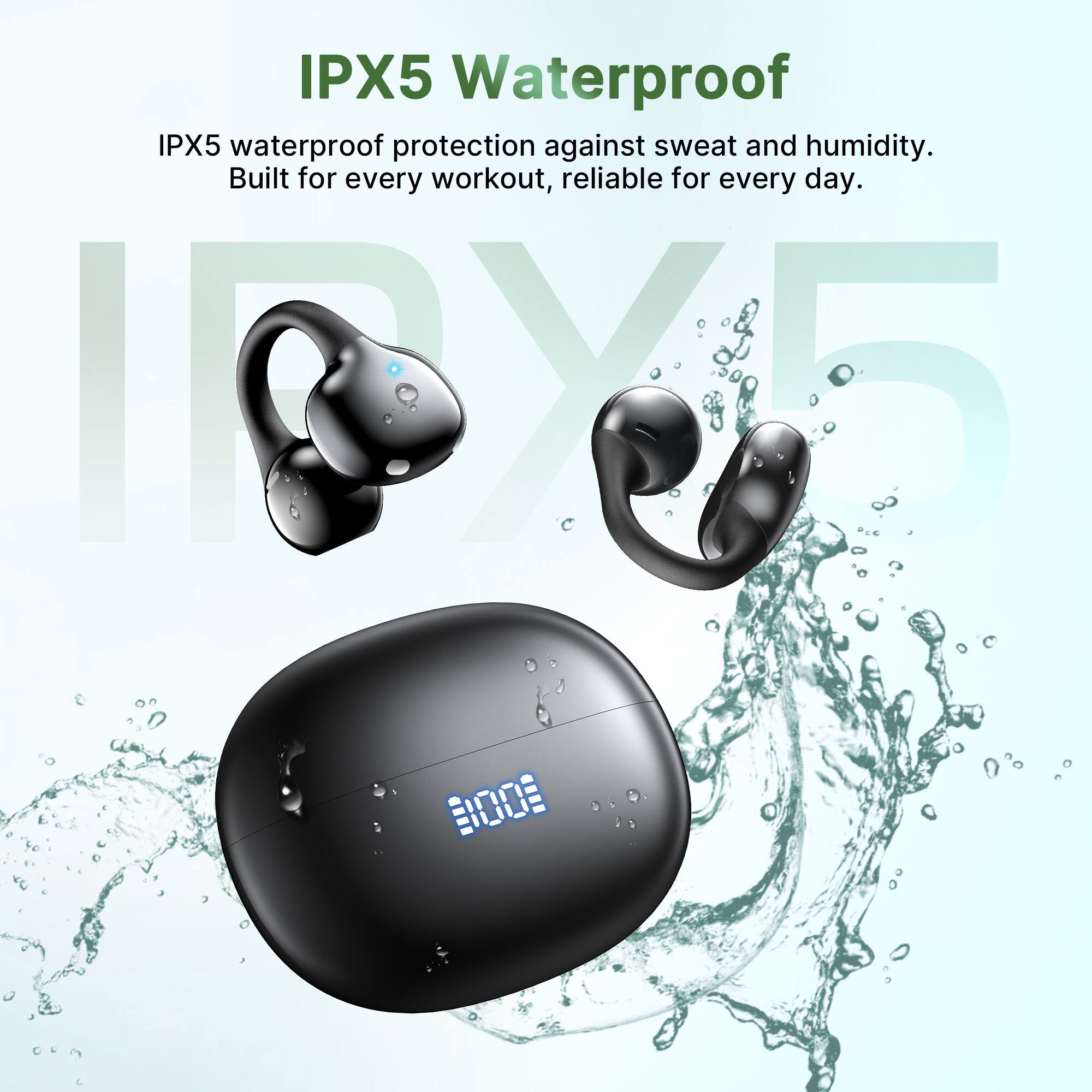 IPX5 Waterproof  
IPX5 waterproof protection against sweat and humidity.  
Built for every workout, reliable for every day.  
LOVE 1001