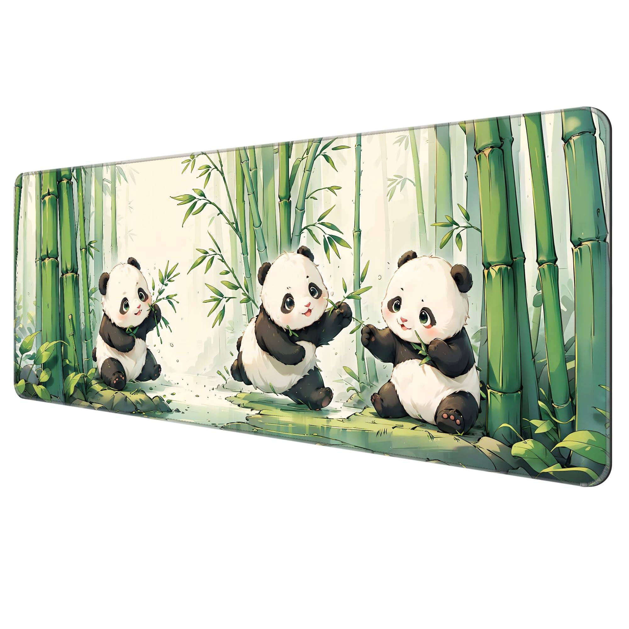 Front. CovertSafe - Starry Night Gaming Mouse Pad Stitched Edge Desk Mat 31.5*11.8*0.08 - Cute Panda.