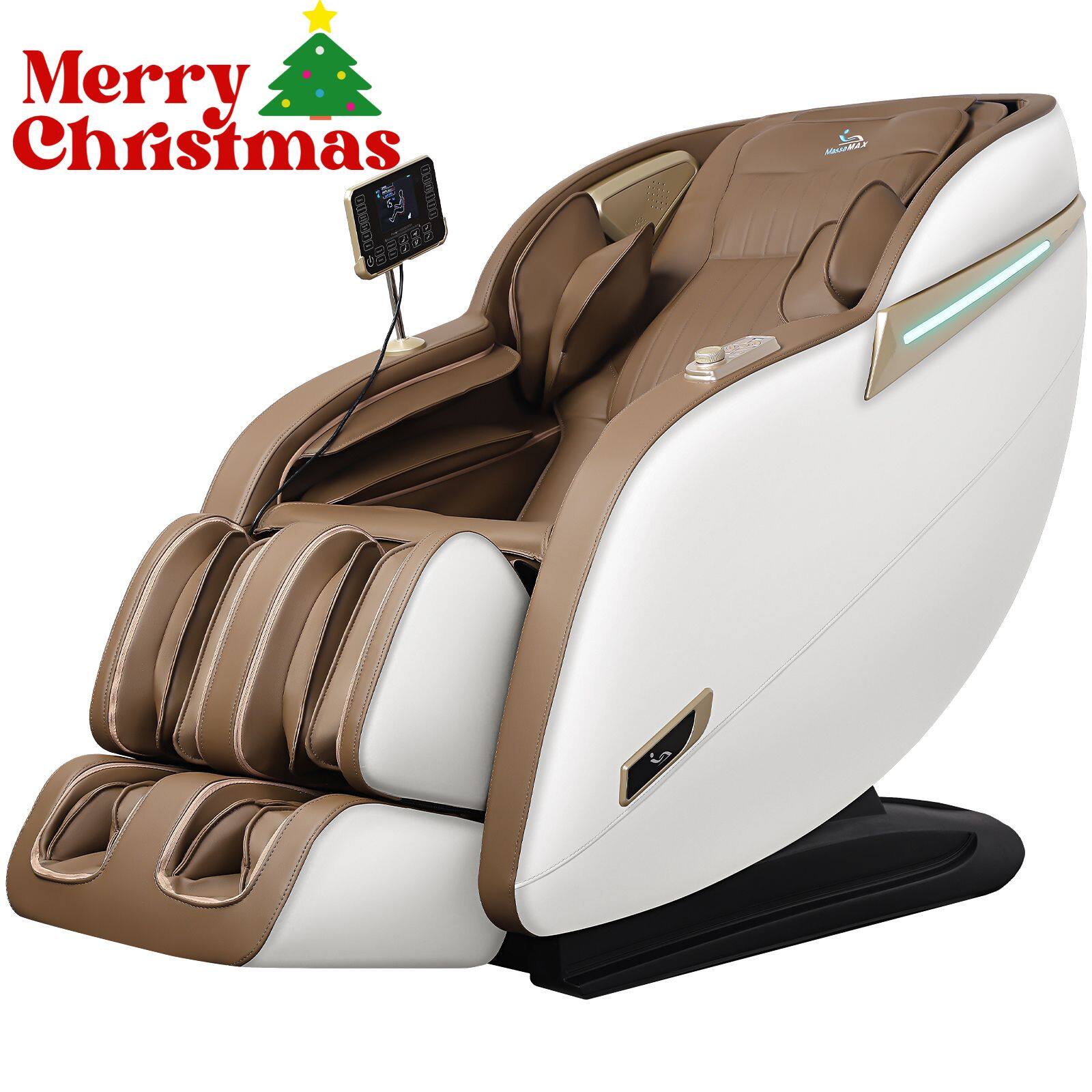 MassaMax - MD906 Massage Chair Full Body Zero Gravity Recliner Shiatsu SL Track,with Heating, Foot & Calf Massage,black - Beige