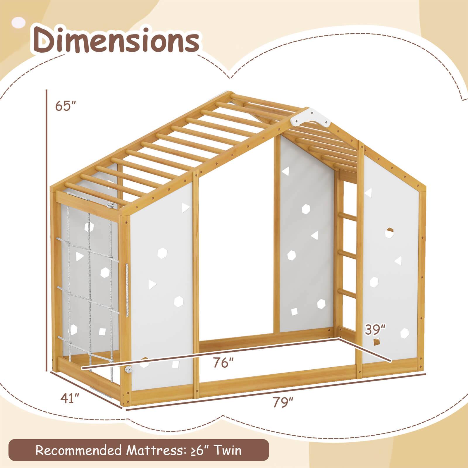 Dimensions: 65" x 39" x 76" x 41" x 79"  
Recommended Mattress: ≥6" Twin