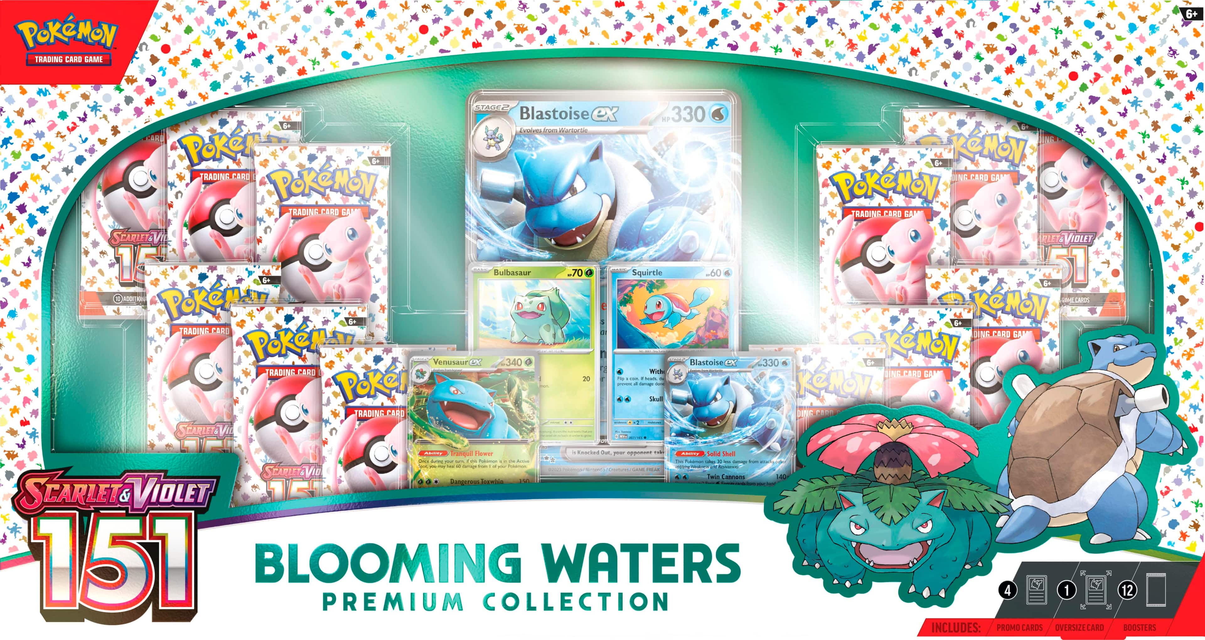 Pokemon Trading Card Game Scarlet & Violet 151 Blooming Waters Premium Collection includes: Promo Cards, Over-sized Cards, Boosters.