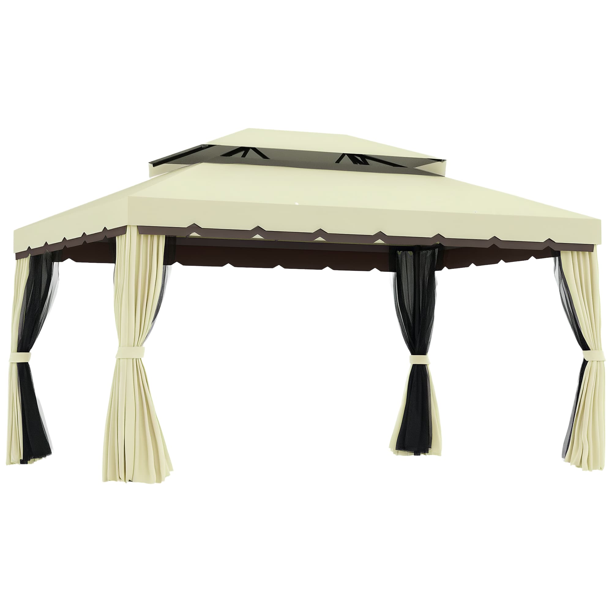Outsunny -  10' x 13' Patio Gazebo, Outdoor Gazebo Canopy Shelter with Netting and Curtains, Aluminum Frame for Garden - Cream White/Brown price history on PriceWatchPro