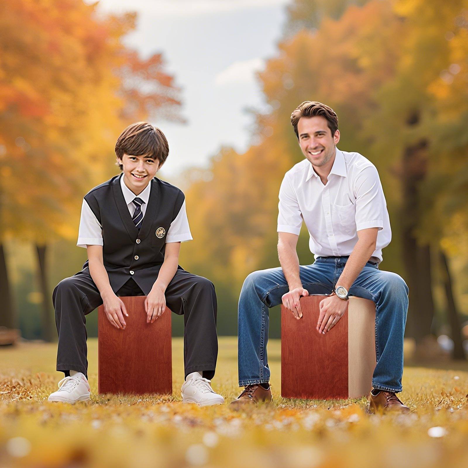 Alt View 1. Glintex - Cajon Box Drum Wooden Percussion with Guitar Strings, Birch Wood Compact Design for Beginners - Red.