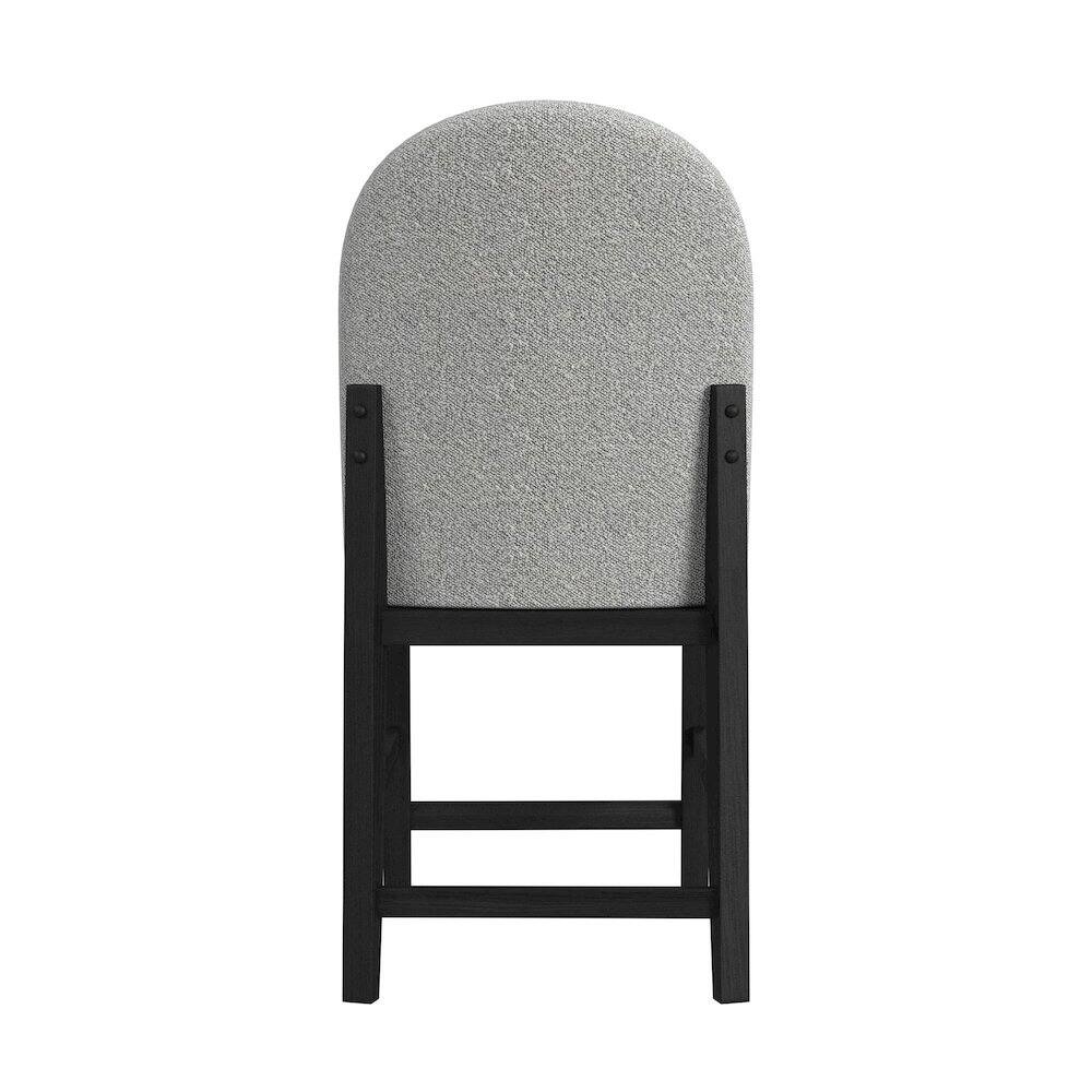 Left. Picket House Furnishings - Canal Round Back Counter Stool with Grey Fabric in Black - Black.