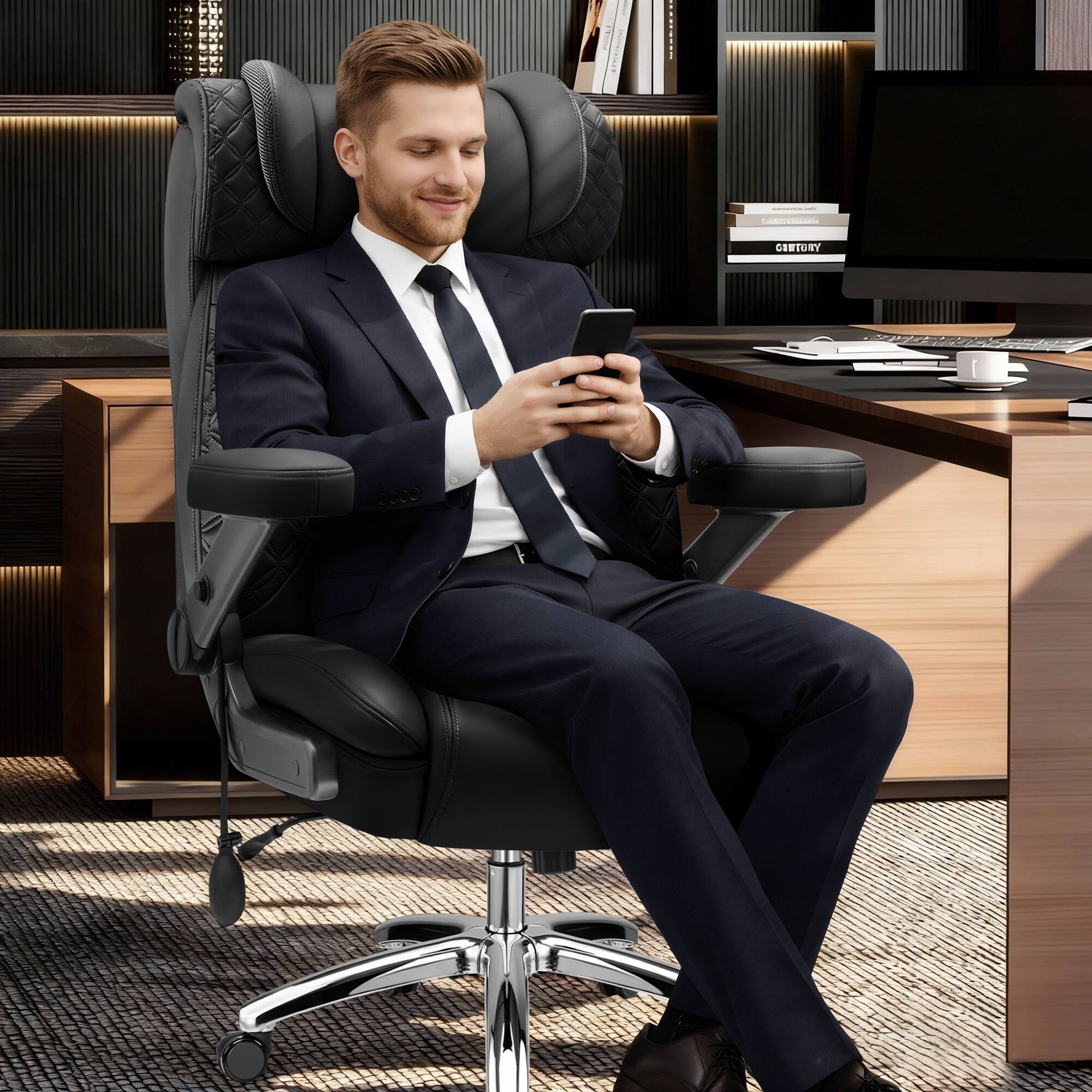 Alt View 5. KERDOM - Big Tall Ergonomic Office Chair with Air-Pumb Lumbar Support, 5D Adjustable Arms, Executive Desk Chair for Heavy People - Black.