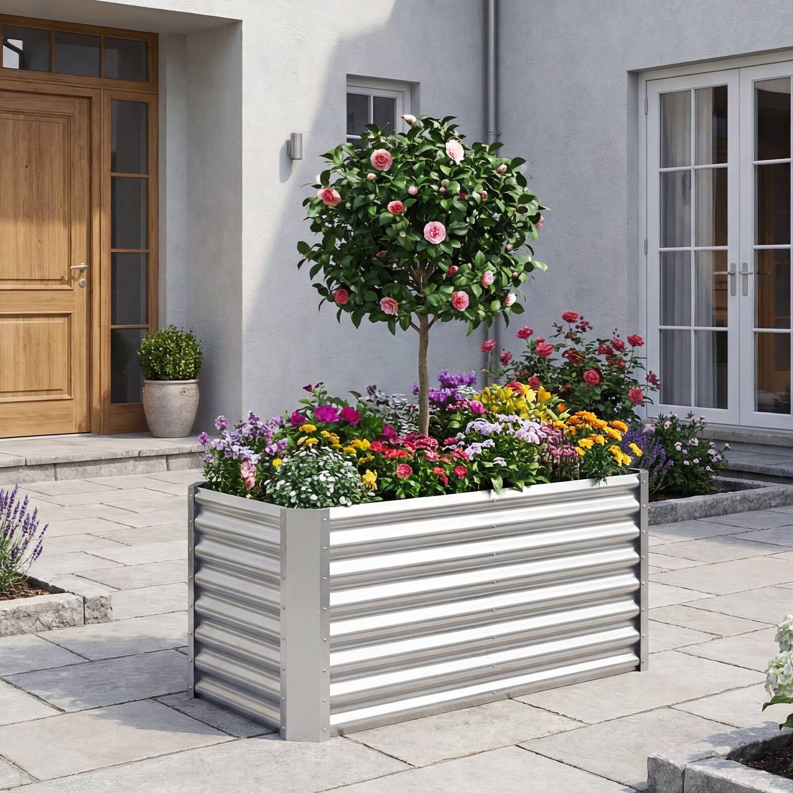 Alt View 3. Gymax - Gymax 2PCS 4 x 2 x 2FT Galvanized Raised Garden Bed w/Open-Ended Base for Vegetable - Sliver.