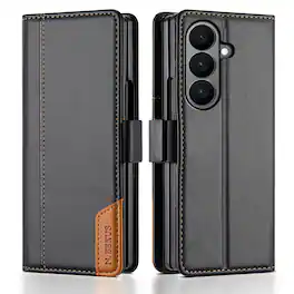 Dteck - Wallet Case for Samsung Galaxy Z Fold8 Ultra, Leather Folio Cover with Card Slots & Magnetic Closure - Black