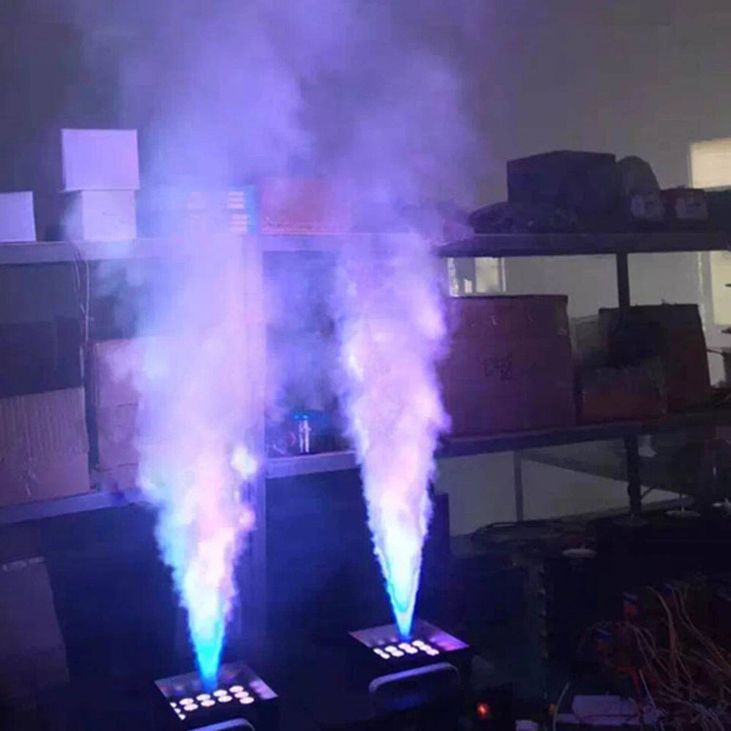 Alt View 4. Home Collection - 1500W LED RGB Vertical Spray Smoke Fog Machine – DMX Stage Fogger for Party & Events.