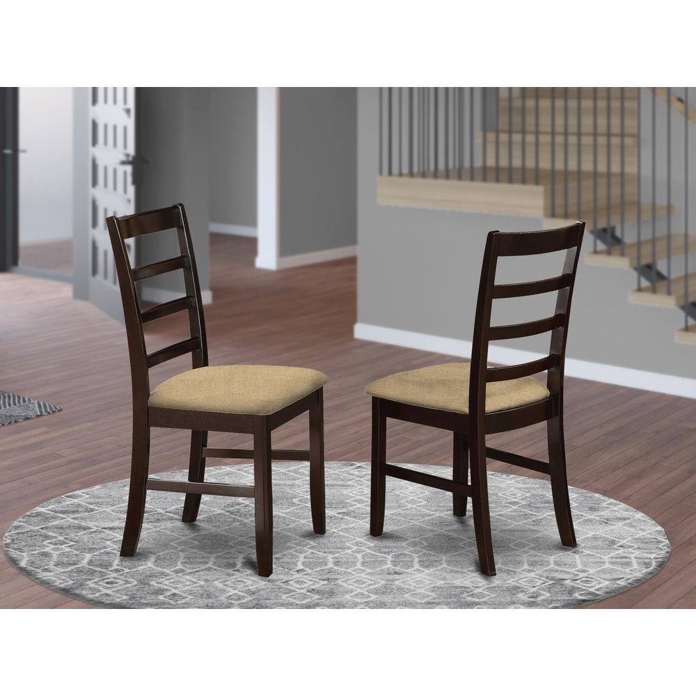 Angle. East West Furniture - PFC-CAP-C Parfait Stool Linen Fabric Seat with Lader Back - Cappuccino.