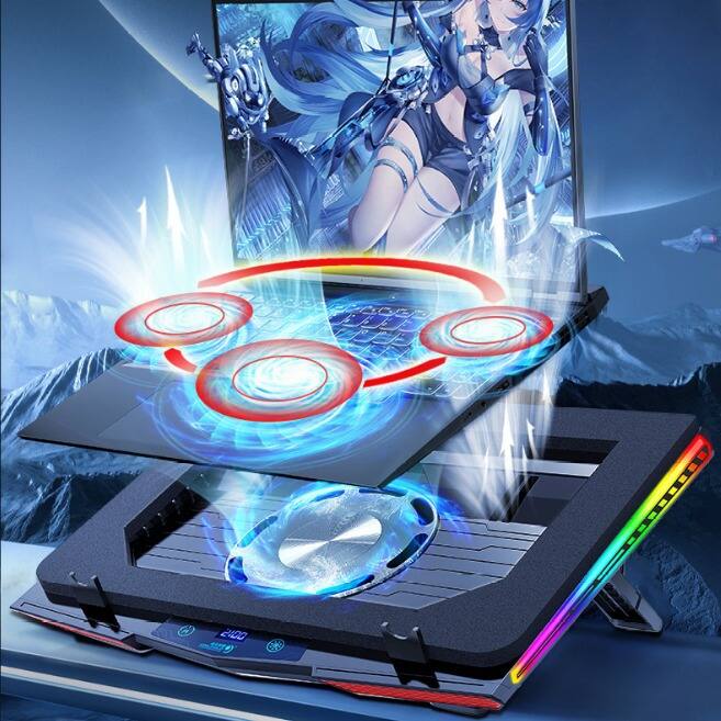 Alt View 3. Cluzine - Compressed Air Notebook Cooler RGB Turbine Fan Heat Dissipation Stand.
