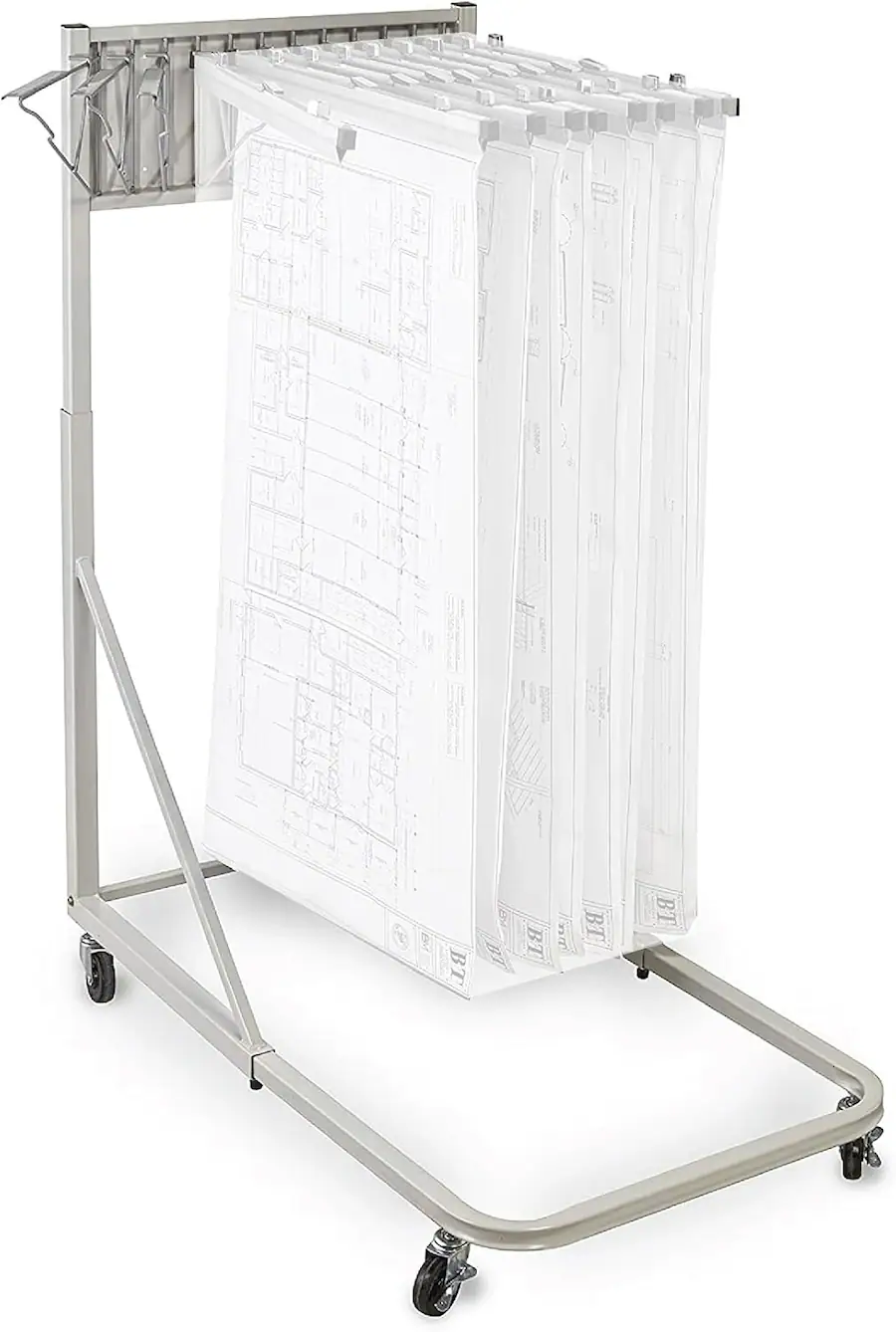 Hanging Filing Rack Ceiling AdirOffice Steel Portable Hanging File Cart Mobile Blueprint Storage ...