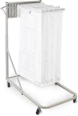 AdirOffice - Steel Portable Hanging File Cart Mobile Blueprint Storage Rack - Gray