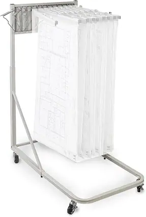 Front. AdirOffice - Steel Portable Hanging File Cart Mobile Blueprint Storage Rack - Gray.