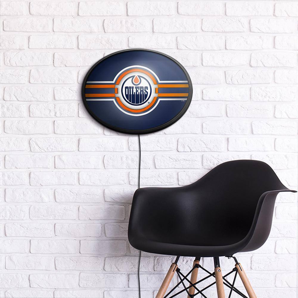 Alt View 3. The Fan-Brand - Edmonton Oilers 18'' x 14'' Team Color Slimline Illuminated Wall Sign - Multicolor.