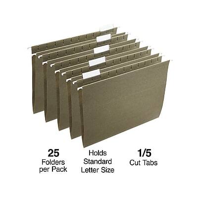 25 Folders per Pack  
Holds Standard Letter Size  
1/5 Cut Tabs