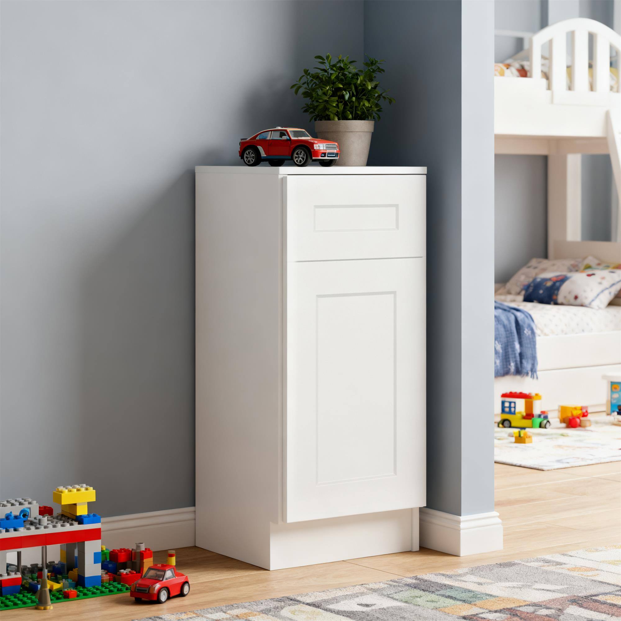 Alt View 5. Boyel Living - White Shaker Base Cabinet 15-in L x 24-in W x 34.5-in H with Soft Close, Adjustable Shelves for Kitchen Bathroom Laundry - White.