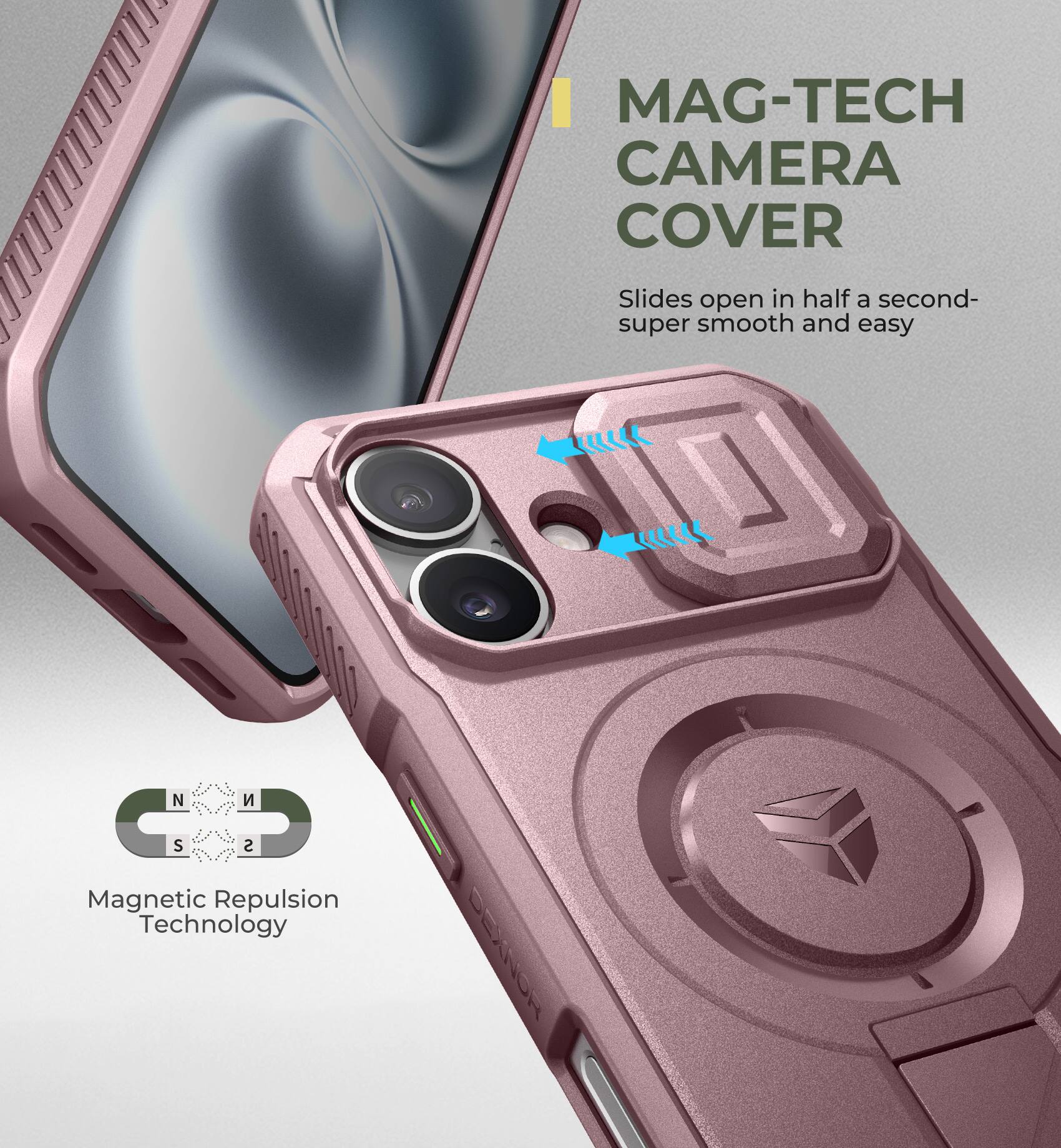 MAG-TECH CAMERA COVER Slides open in half a second- super smooth and easy

Magnetic Repulsion Technology