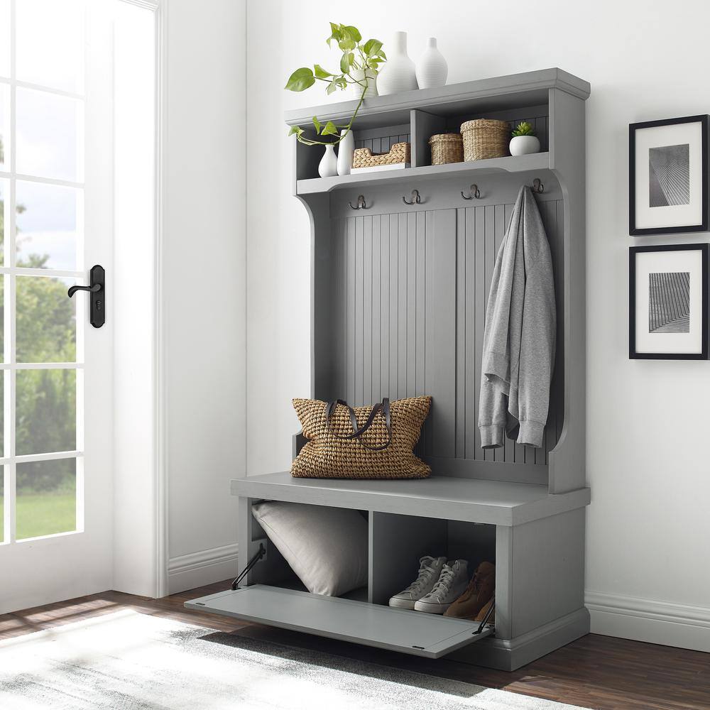 Alt View 9. Crosley Furniture - Seaside Hall Tree - Distressed Gray.